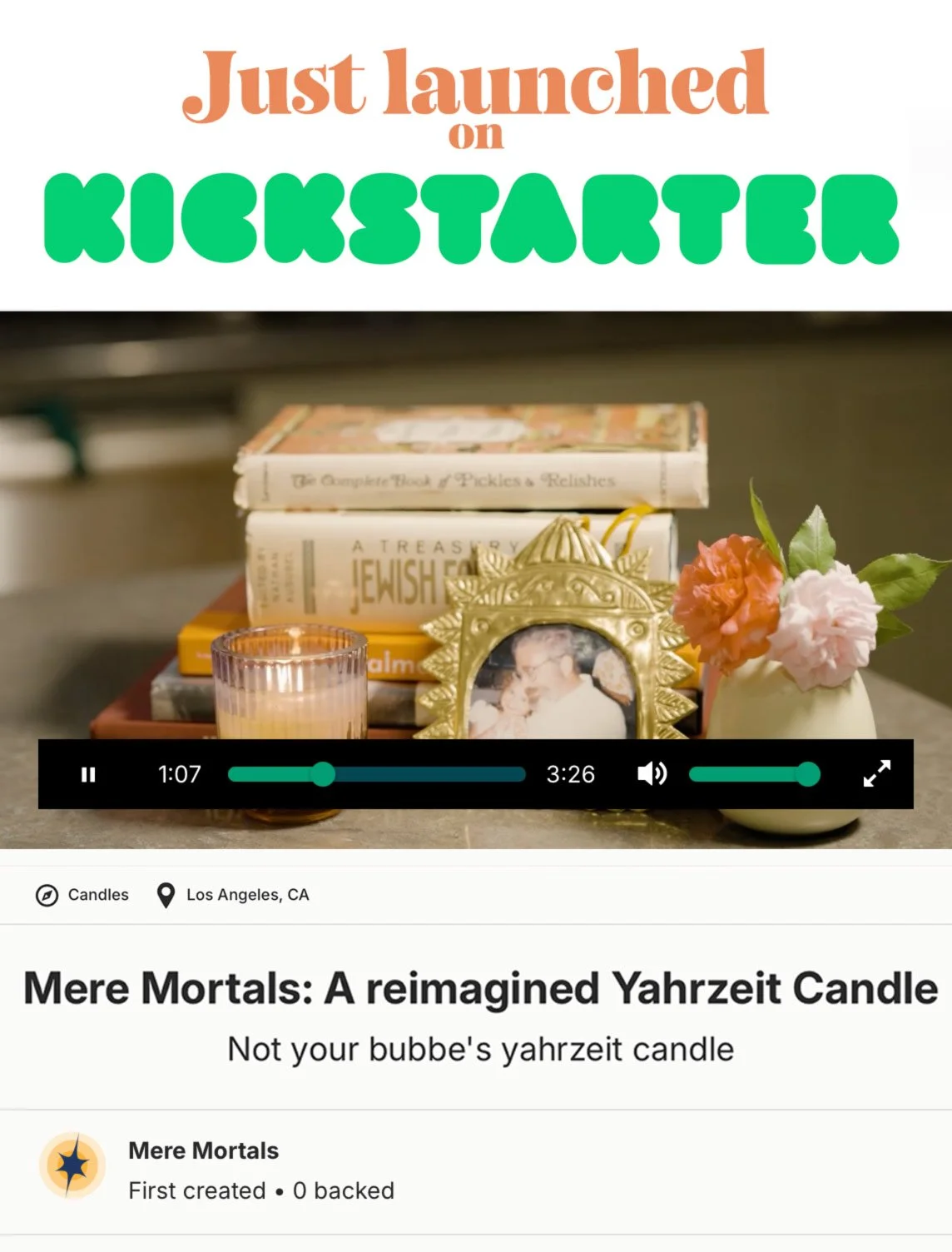 We are pleased to announce that our reimagined yahrzeit candles are now live on @kickstarter. This @rebootjewish-supported project grew out of our own experiences with loss and our shared feeling that the objects surrounding Jewish grief deserved mor