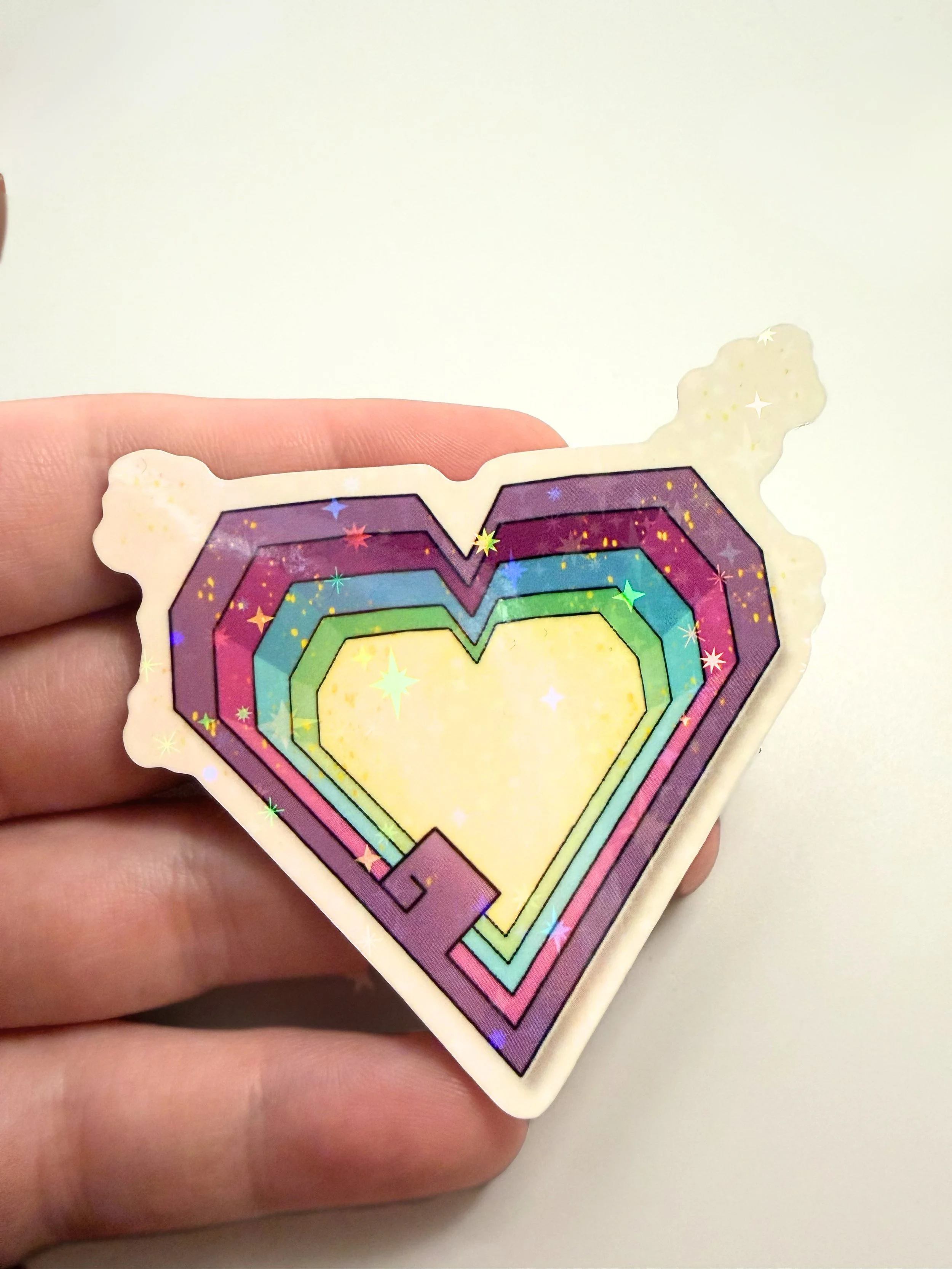 Digital Heart Holographic Sticker