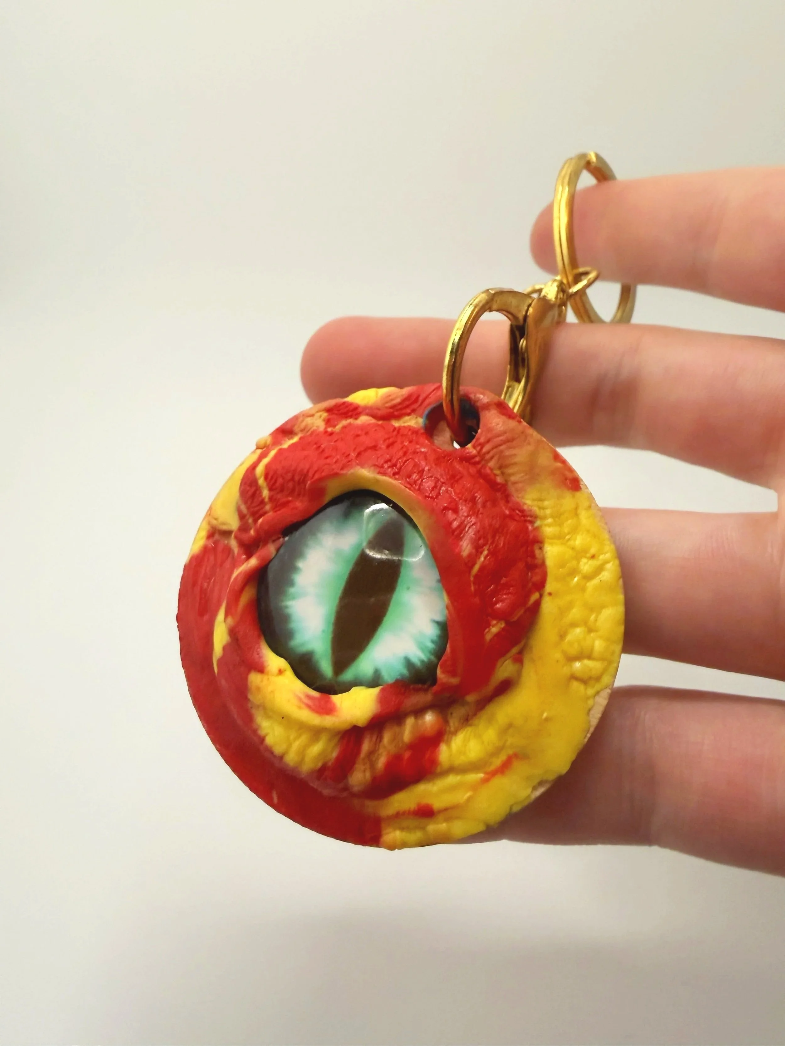 Dragon Eye Keychain - Wood & Clay