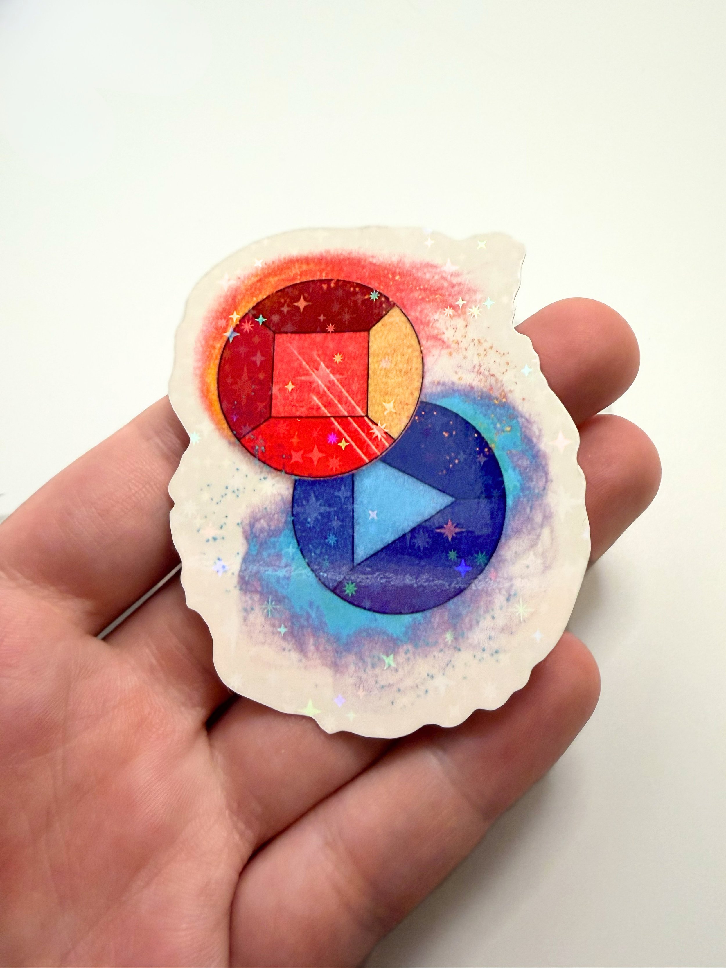 Red & Blue Gemstone Holographic Sticker