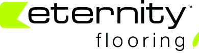 Eternity Flooring logo with a green arrow and black text on a white background.