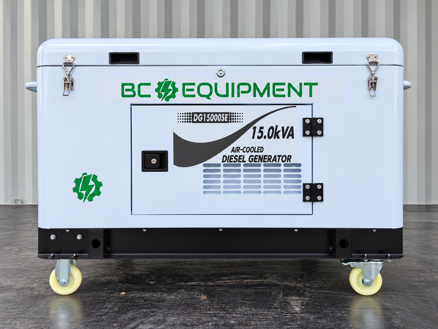 BC Equipment 15.0 kVA air-cooled diesel generator on casters