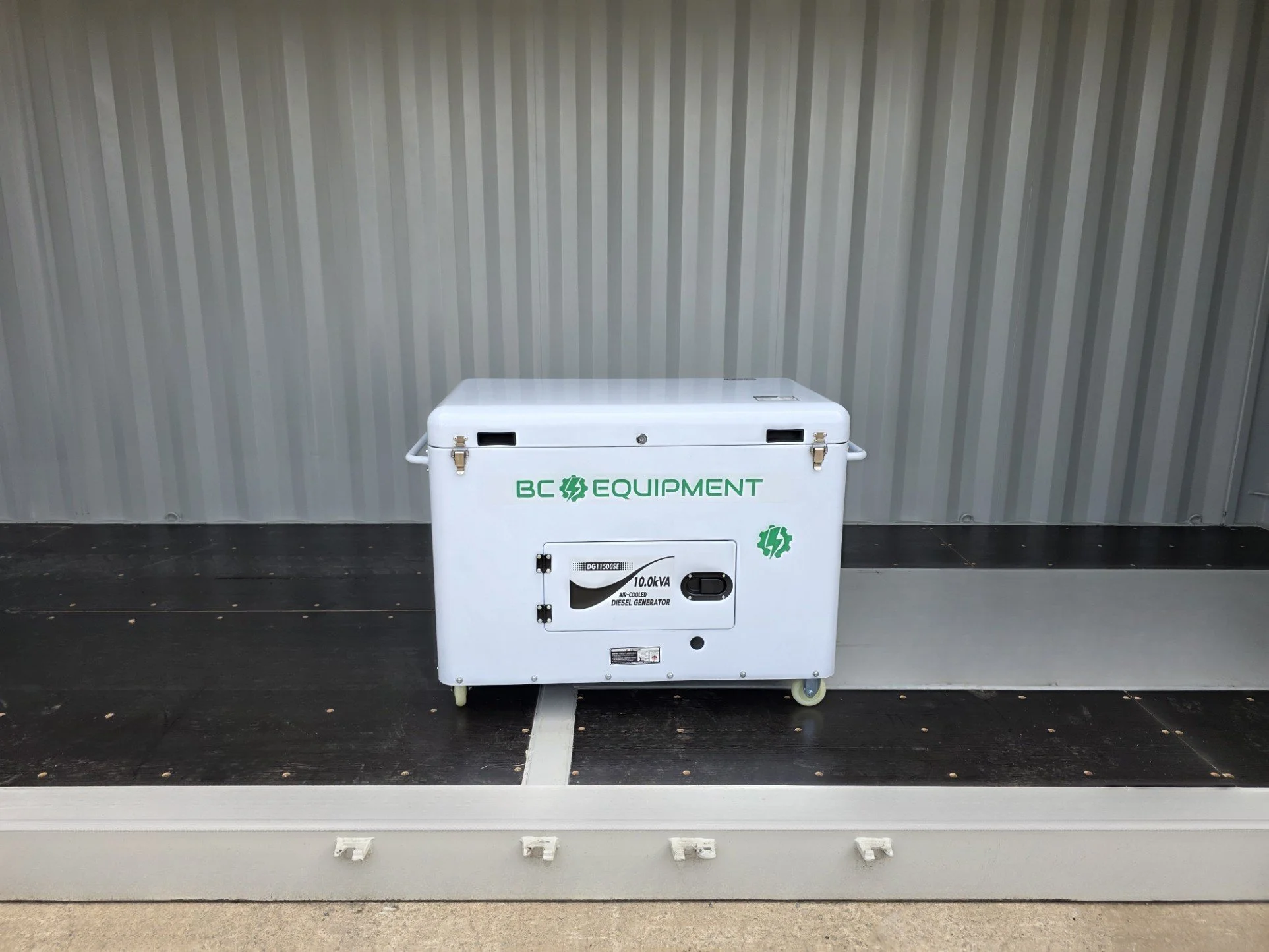 White BC Equipment 10.0 kVA air-cooled diesel generator on wheels
