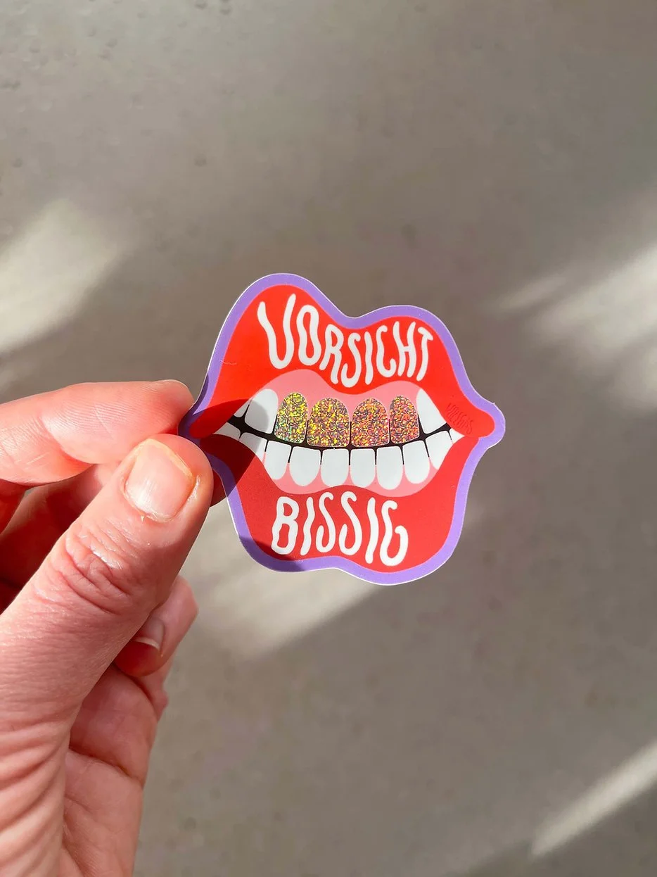 Vorsicht Bissig | Glitzer Sticker