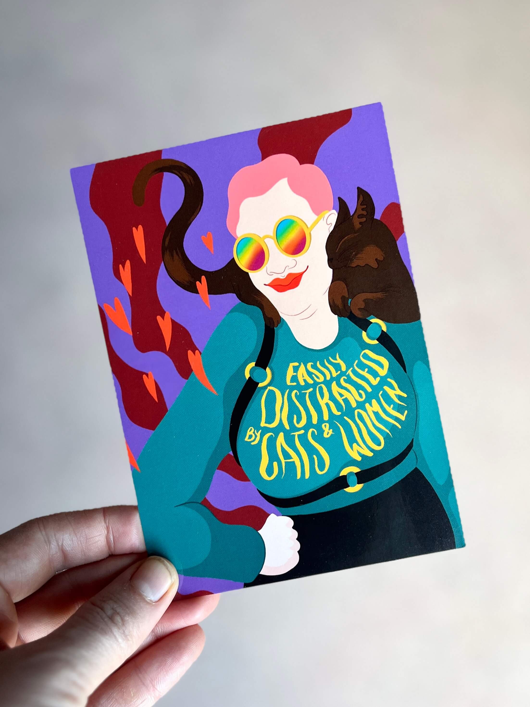 Distracted by cats and women | Postkarte