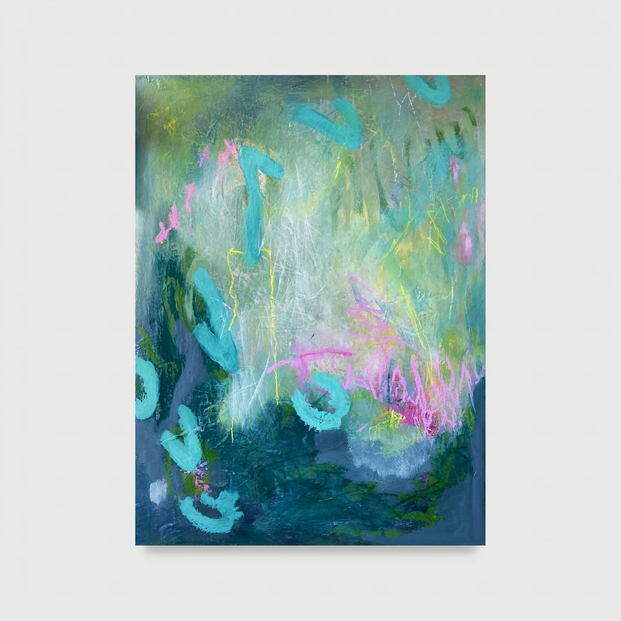 Verdant Joy (Amor Hortensis series), 2024. Mixed media on canvas — 80 x 60 x 3 cm.