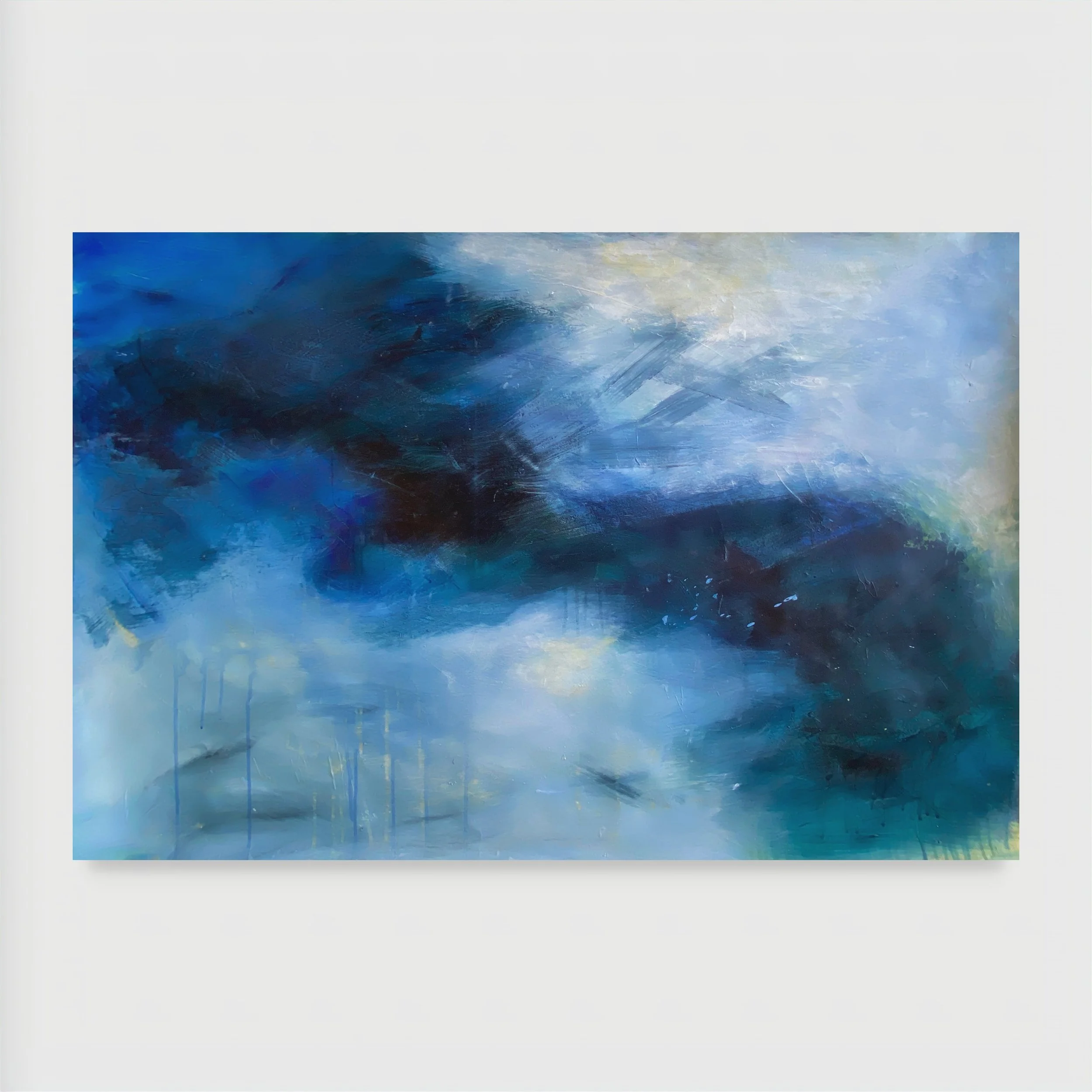 The Blue Hour (Sky & Water series), 2022. Mixed media on paper, mounted on synthetic board — 80 x 120 x 3 cm.