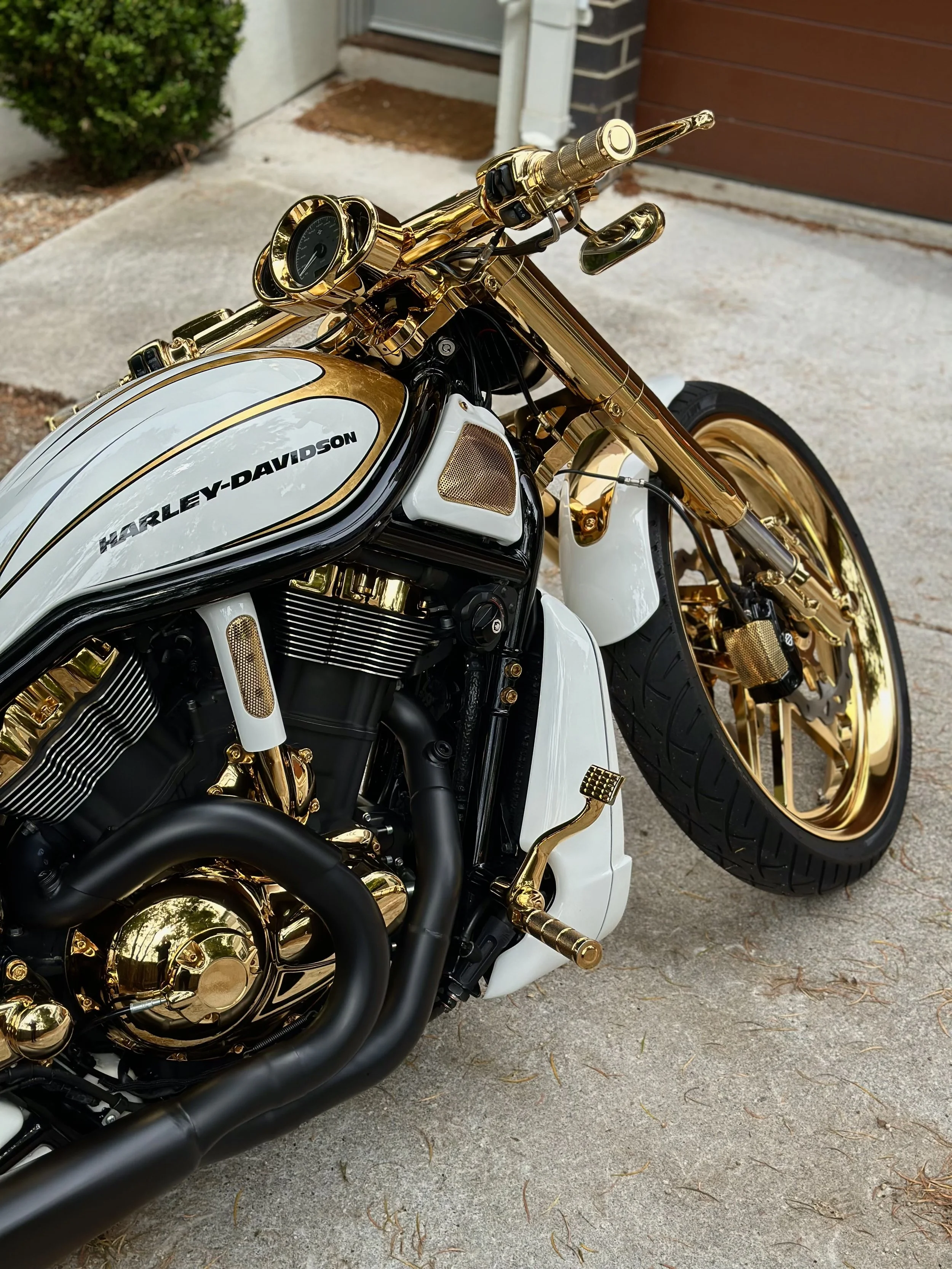 Custom Harley-Davidson motorcycle detailed and polished by Curated Specialised Detailing in Cheltenham, Melbourne.