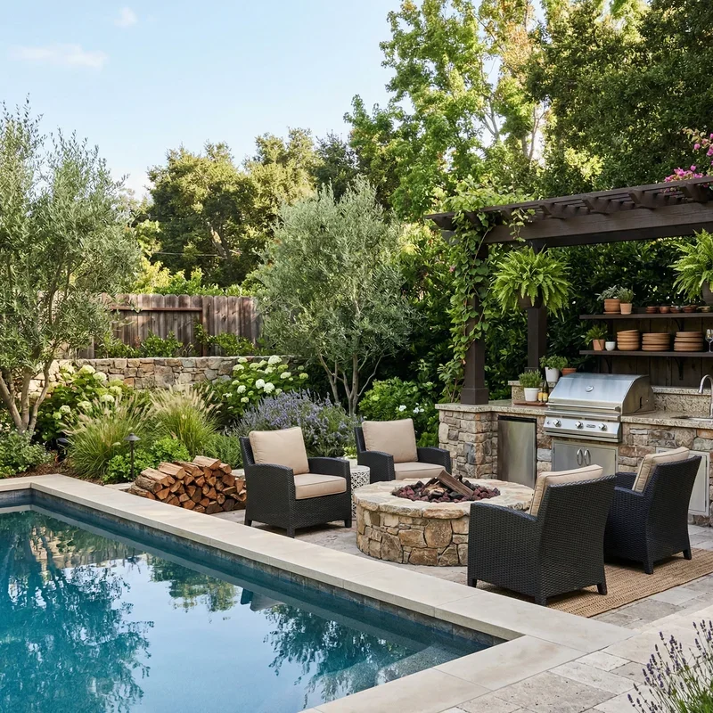 Pool and Outdoor Kitchen Design Ideas