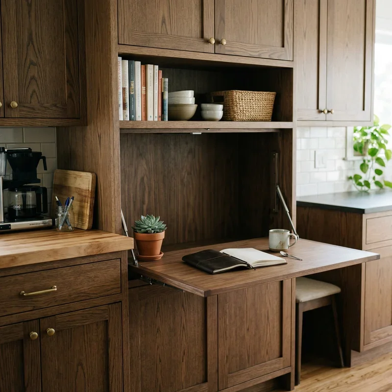 Built In Kitchen Desk Ideas