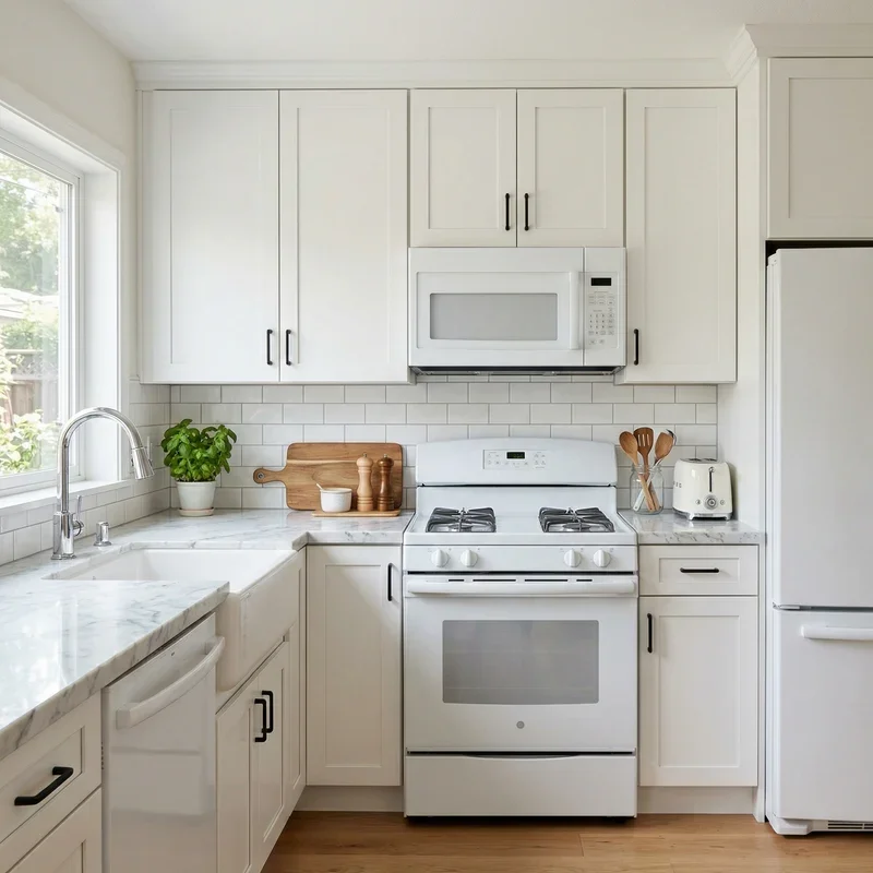 Kitchen with White Appliances Ideas