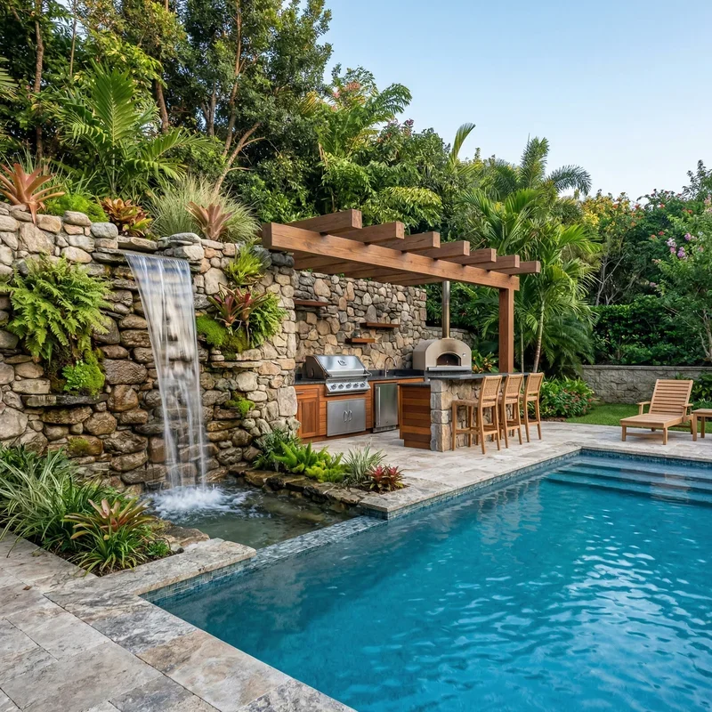 Pool and Outdoor Kitchen Design Ideas