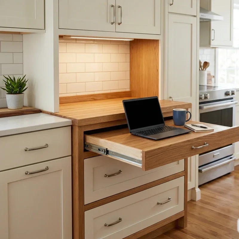 Built In Kitchen Desk Ideas