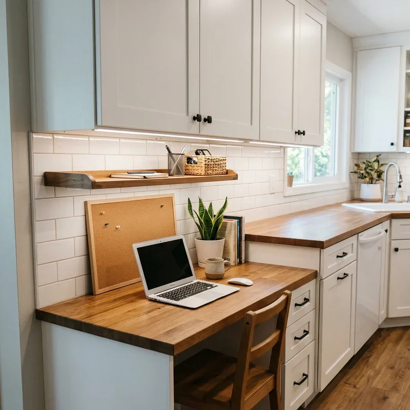 Built In Kitchen Desk Ideas