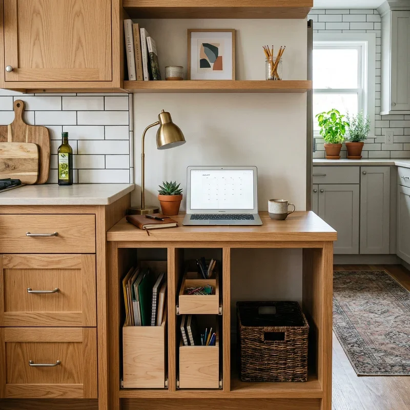 Built In Kitchen Desk Ideas