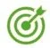 Green target with an arrow hitting the center