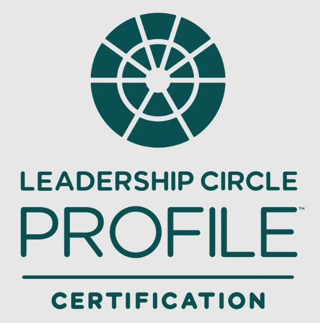 Logo for Leadership Circle Profile Certification, featuring a circular geometric design and text.