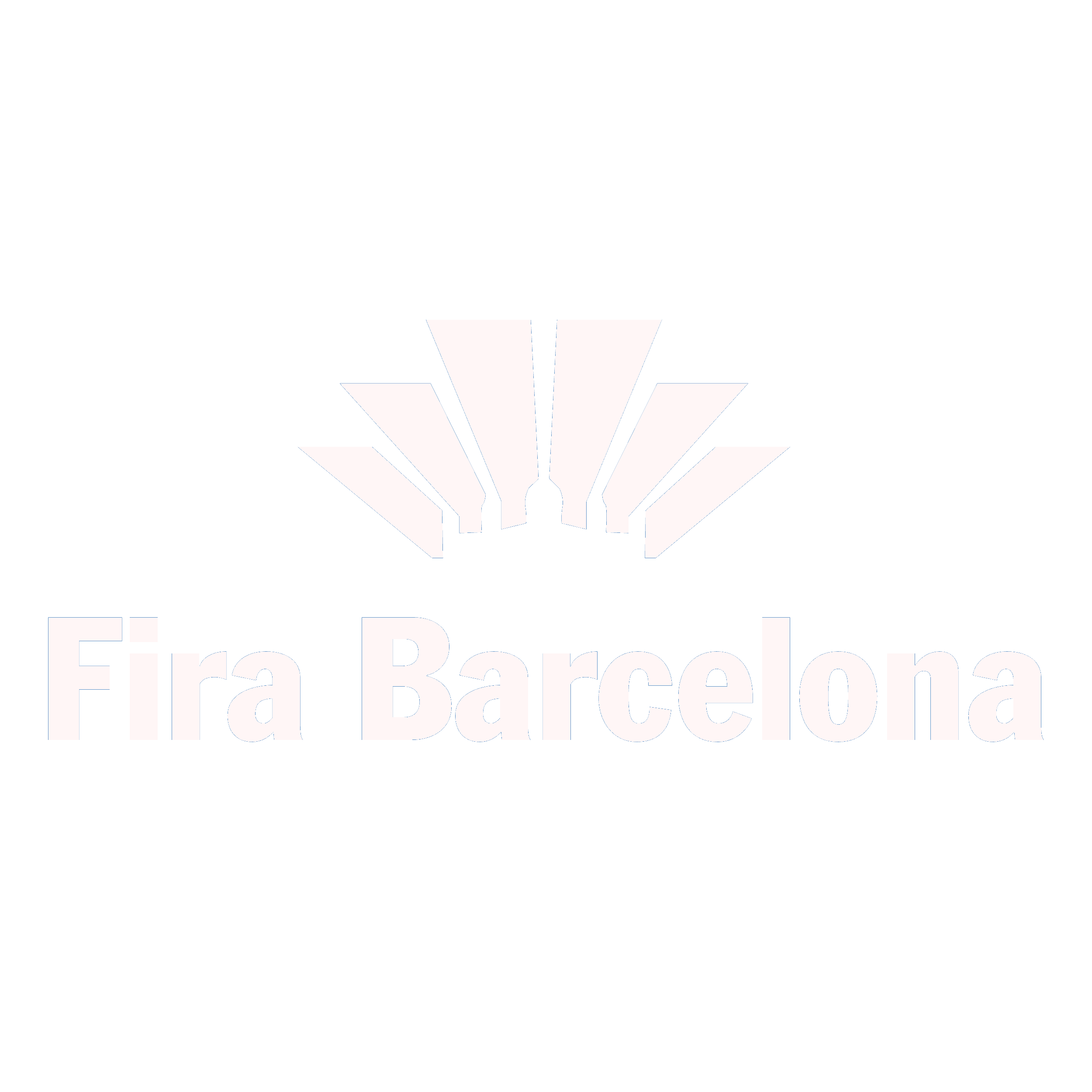 Logo de la Fira Barcelona avec un symbole abstrait et le texte 'Fira Barcelona' en blanc sur fond noir.