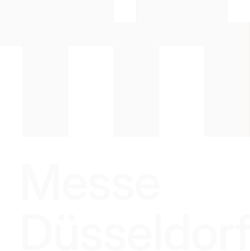 Logo de Messe Düsseldorf en noir et blanc