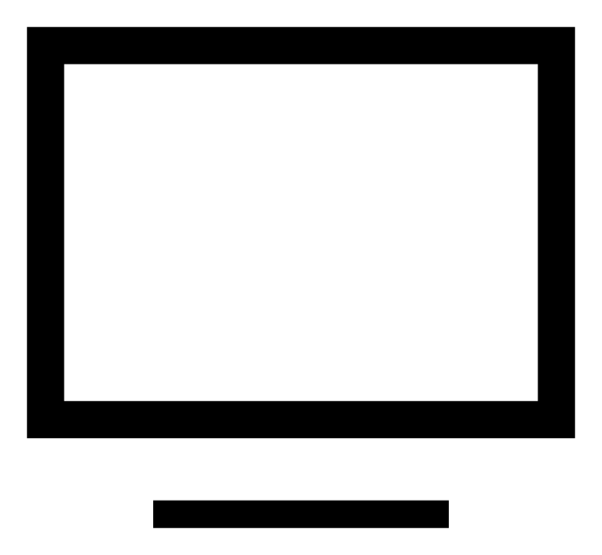 Un écran d'ordinateur noir avec une grande bordure blanche, et une barre noire en dessous.