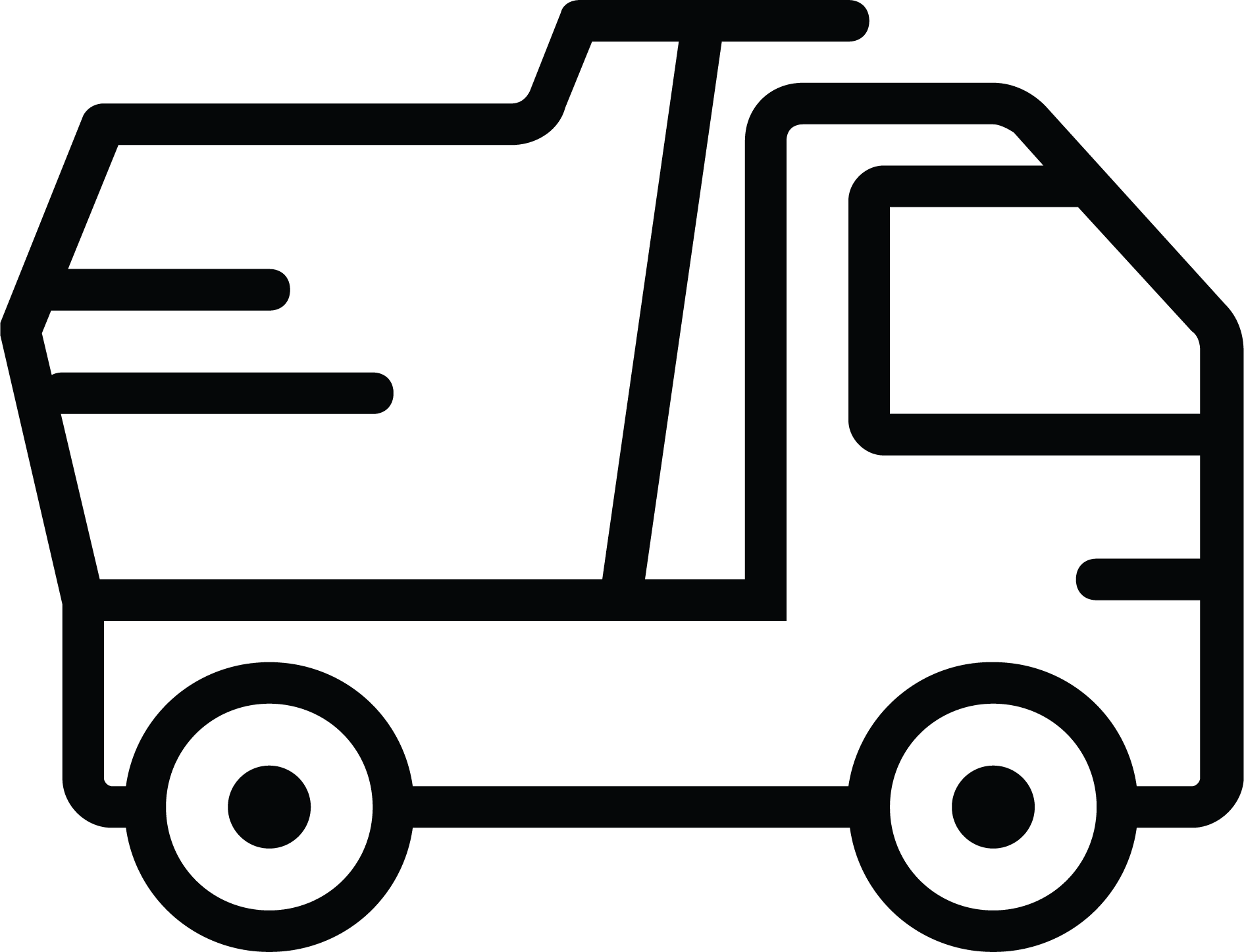 Icône d'une camionnette de livraison stylisée, vue de profil.