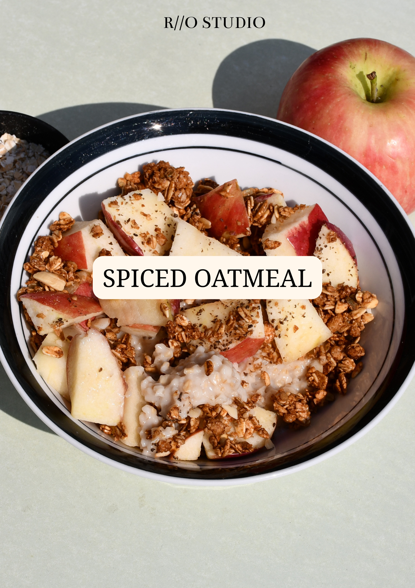 Spiced apple oatmeal with cardamon and cinnamon hints with nut butter 