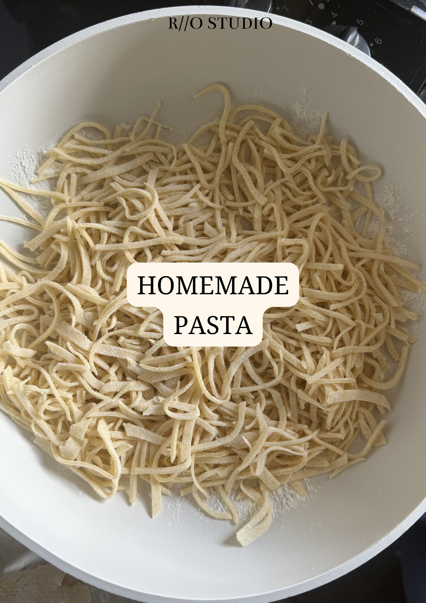 Homemade pasta made with flour, eggs and extra virgin olive oil 