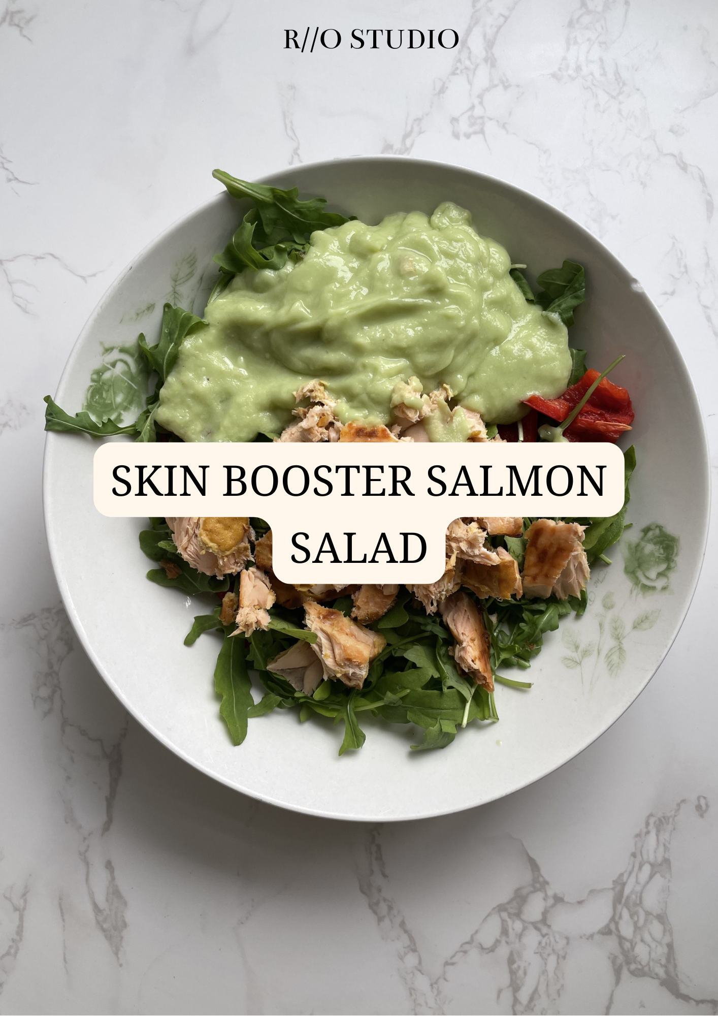 Skin booster salad with an avocado dressing