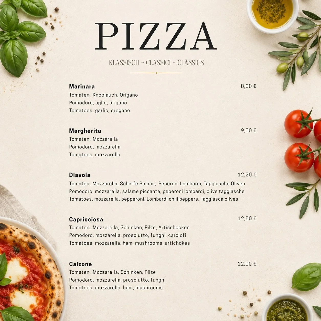 Frisch aus dem Ofen, mit besten Zutaten belegt und mit viel Leidenschaft gemacht. Kommt vorbei und genie&szlig;t eure Lieblingspizza.😋

Appena sfornata, preparata con ingredienti selezionati e tanta passione. Vi aspettiamo per gustare la vostra pizz