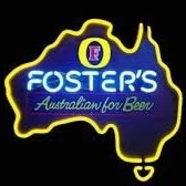 Foster's Australia for Beer neon sign with the shape of Australia