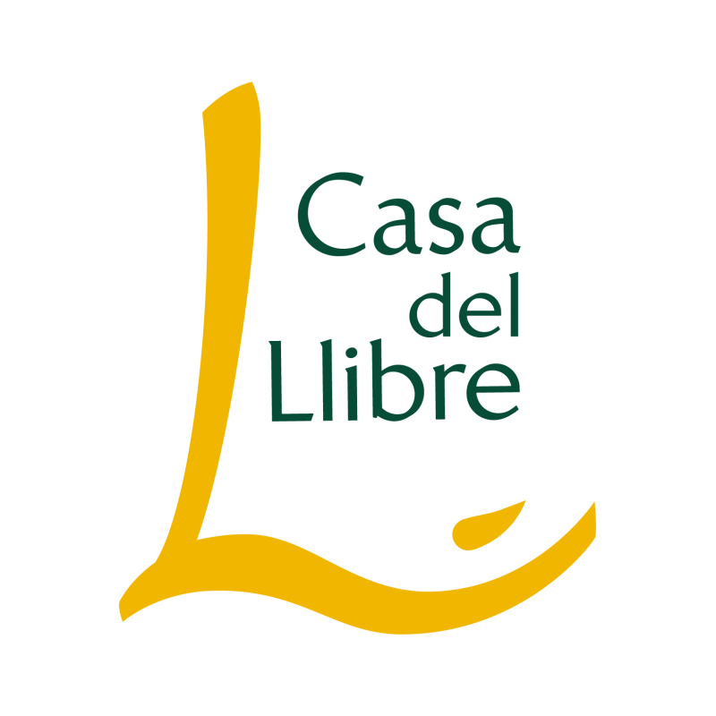 Logo de la 'Casa del Libre' con diseño de letras en colores verde y dorado.