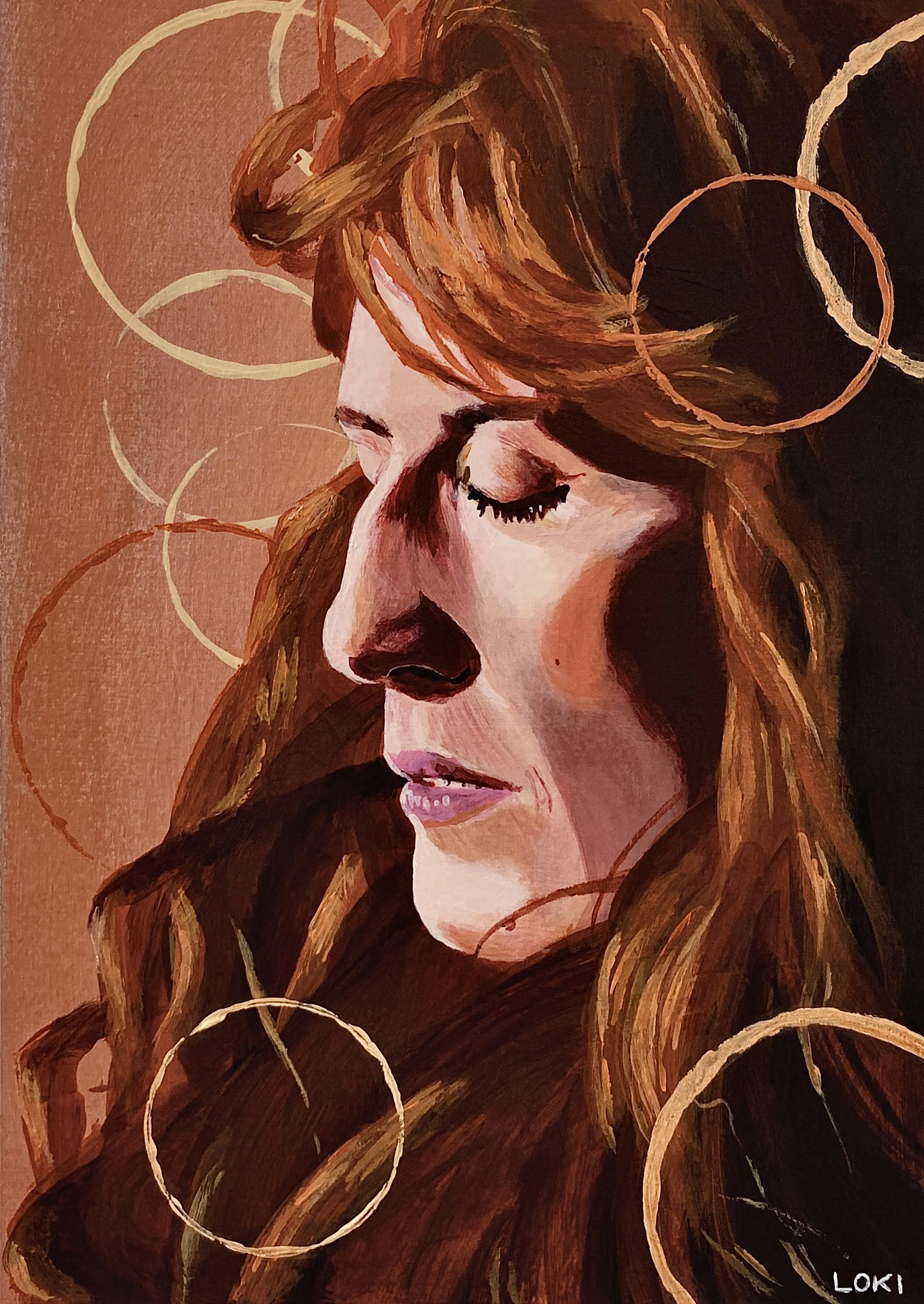 'A Wonderful Thing to Love' (portrait study, acrylic on card)