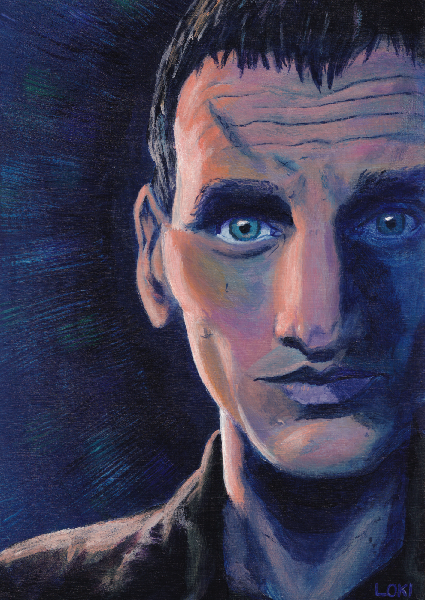 Portrait of Christopher Eccleston (acrylic on card)