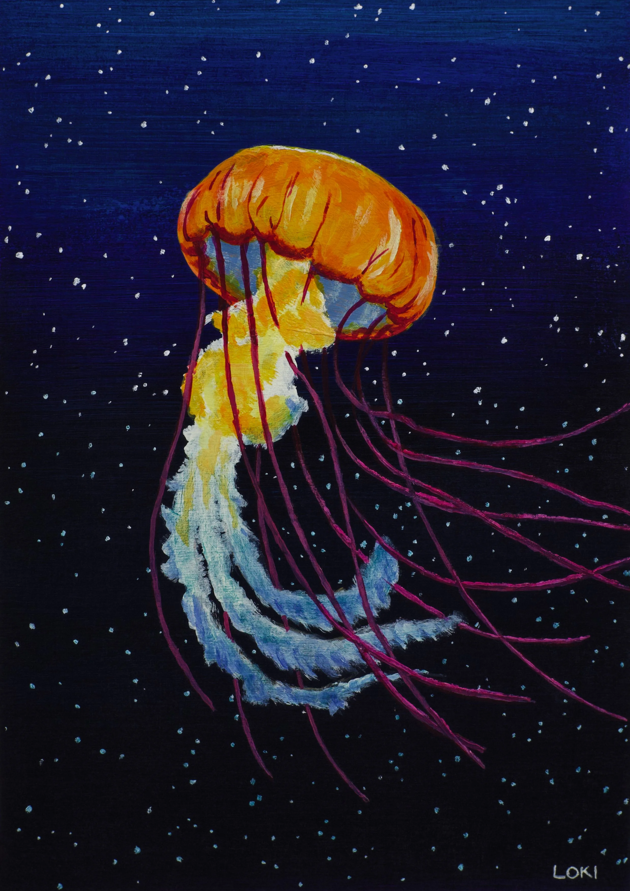 'Ember Adrift' (acrylic on card)