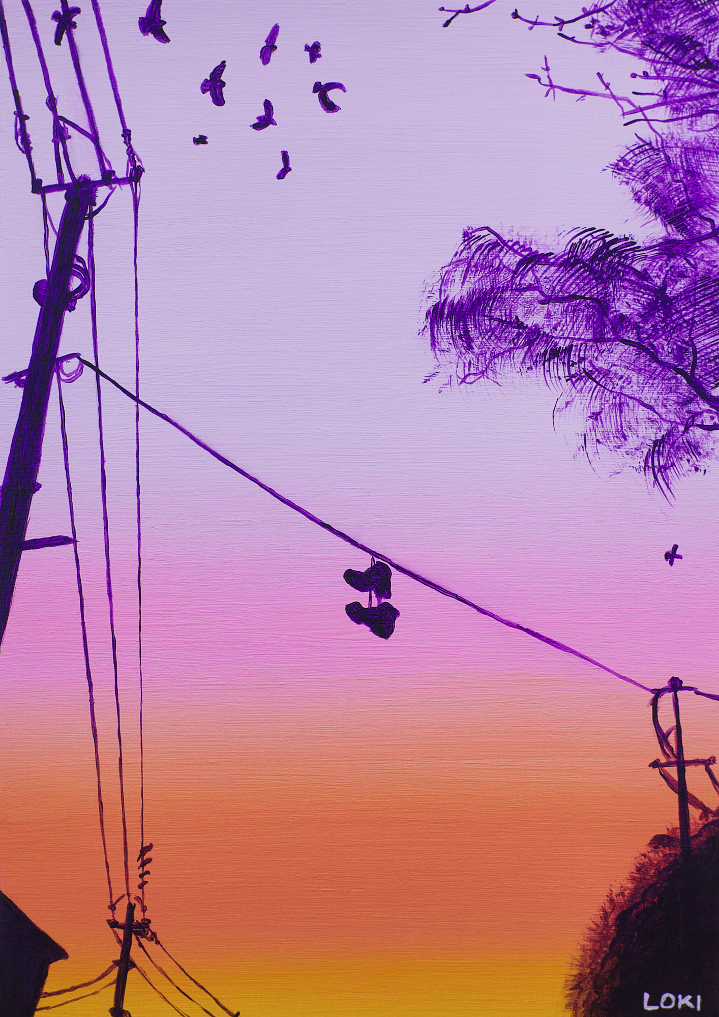 'Lost Soles' (acrylic on card)