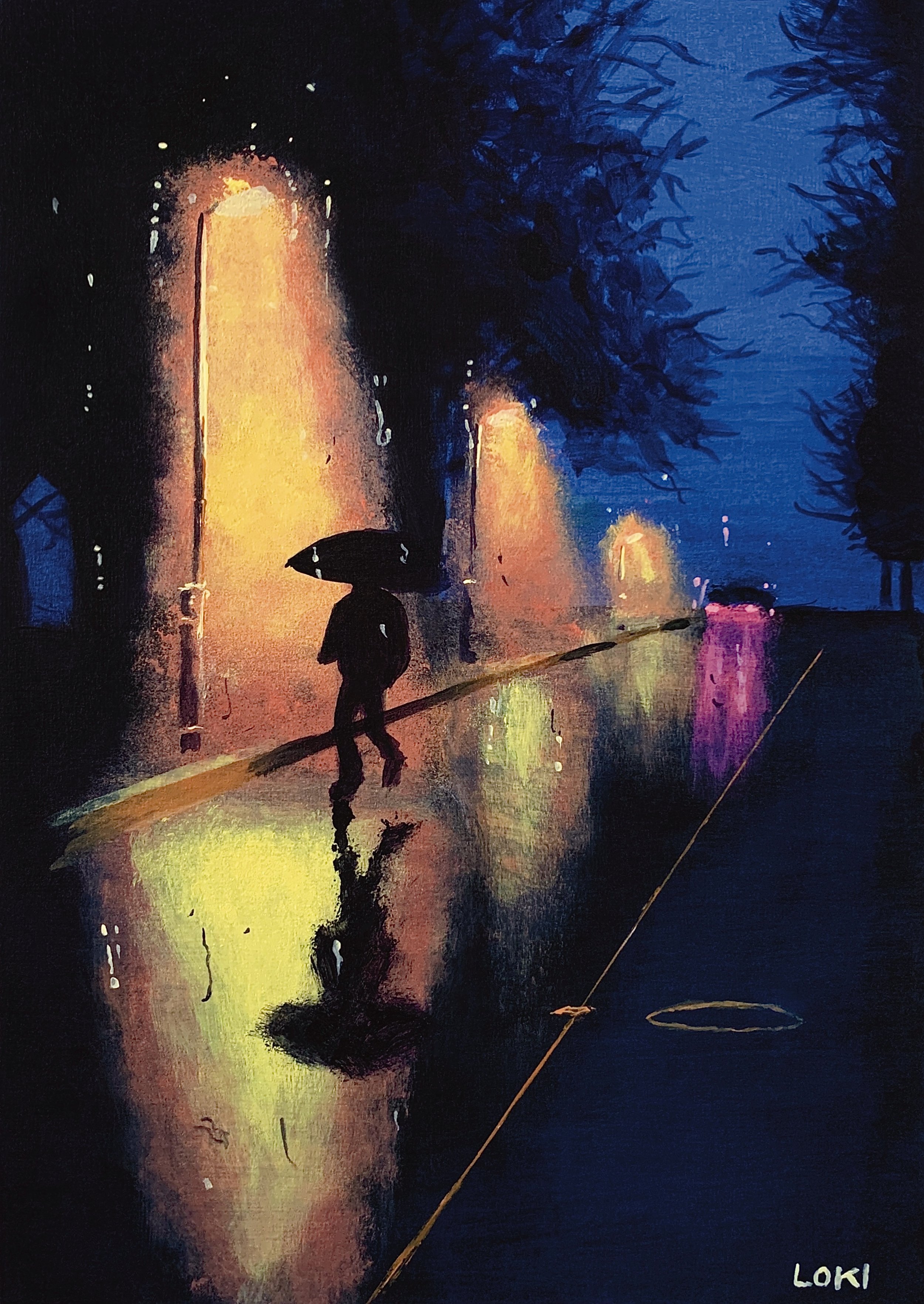 'Through Rain' (acrylic on card)