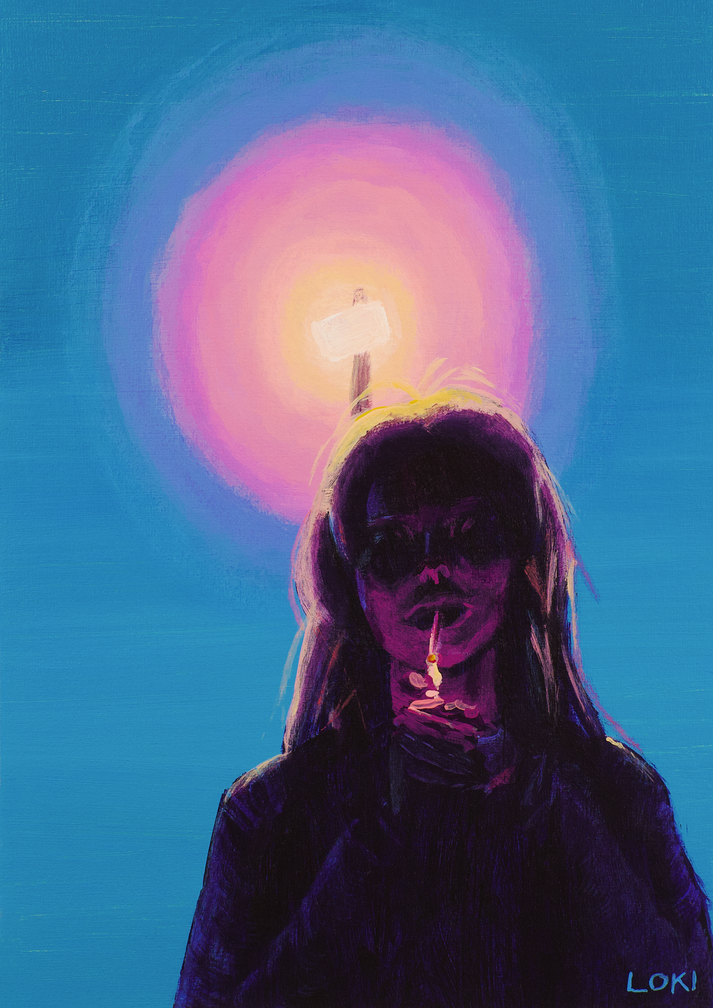 'Smoke Break' (acrylic on card)