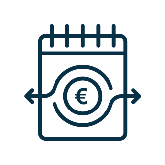 Calendario con símbolo de euro y flechas en los lados