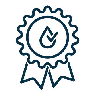 Icono de una medalla con una marca de verificación en el centro.