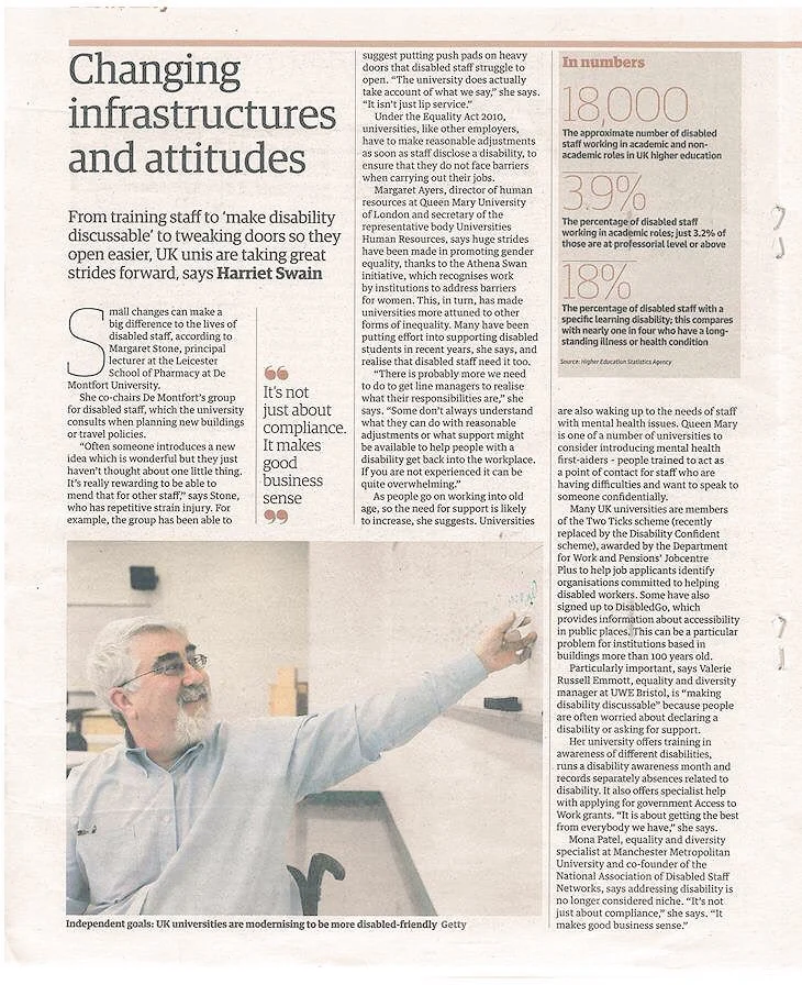 NADSN | National Association of Disabled Staff Networks | A Newspaper Article on Changing Infrastructures and Attitudes