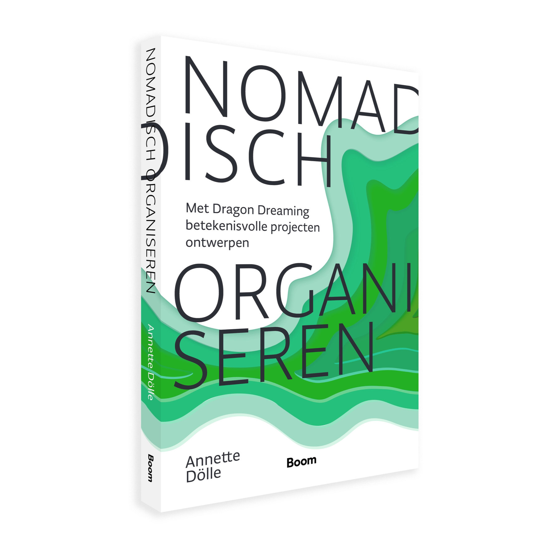 Cover of a book titled 'Nomadisch' by Annette Dölle, with a green topographical map design on the front.