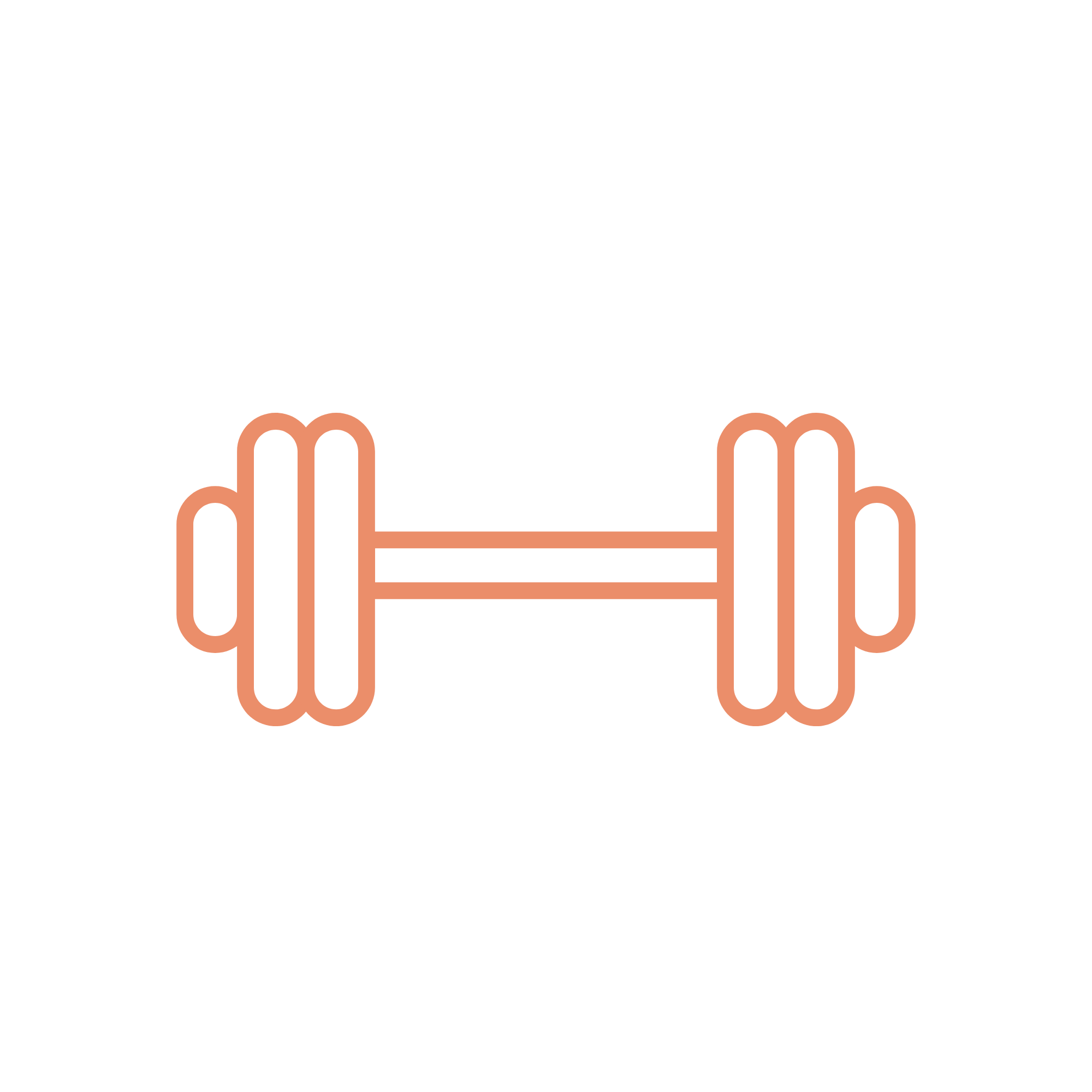 A coral barbell shape representing the bodyStrong concept.