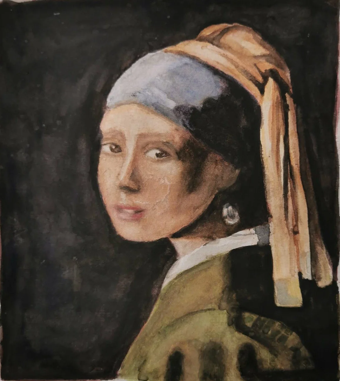 Used watercolour instead of oil