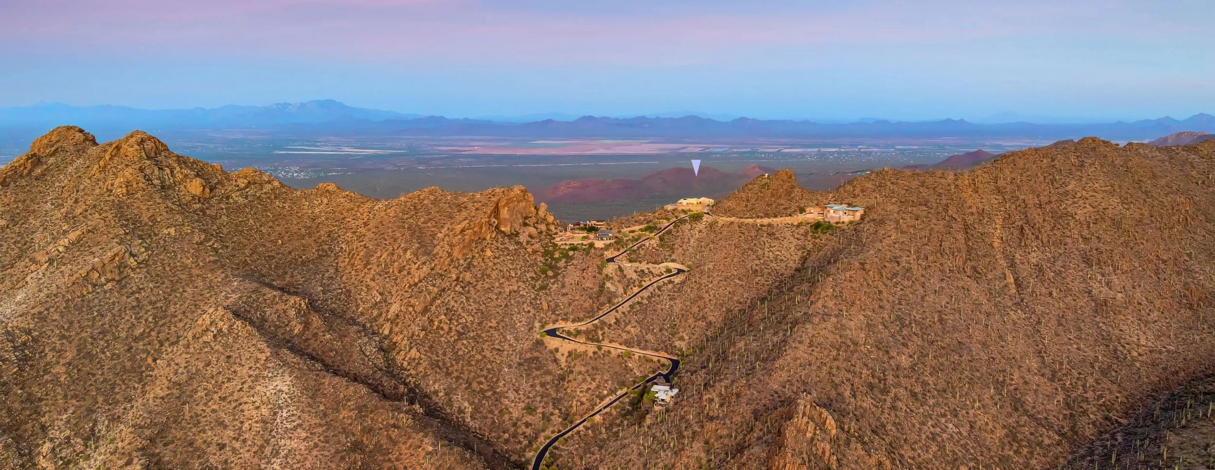 The location of 6931 W Sky Canyon Dr in Tucson on the crest of the Tucson Mountain Range.