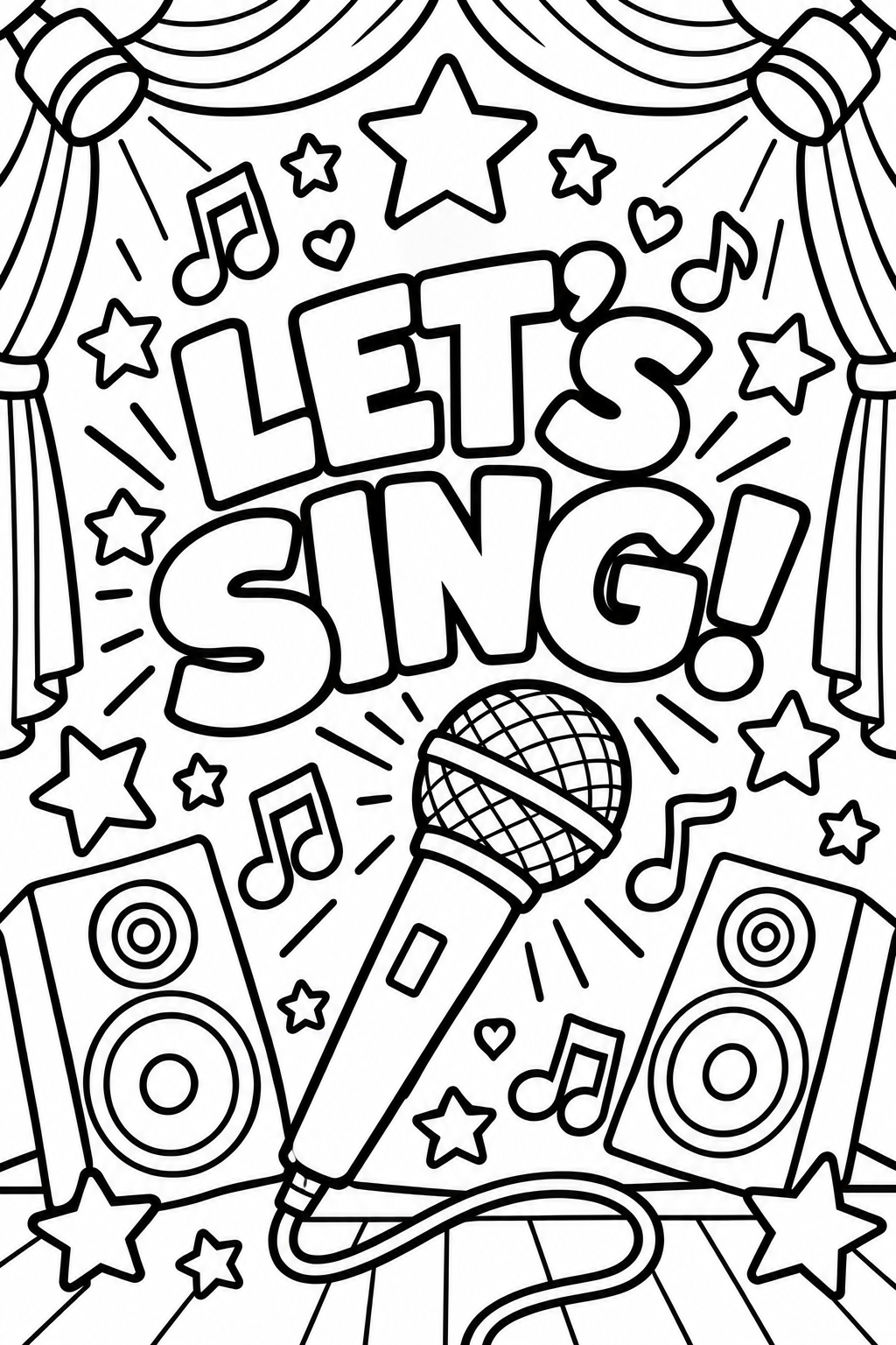 Let's Sing Colouring Page