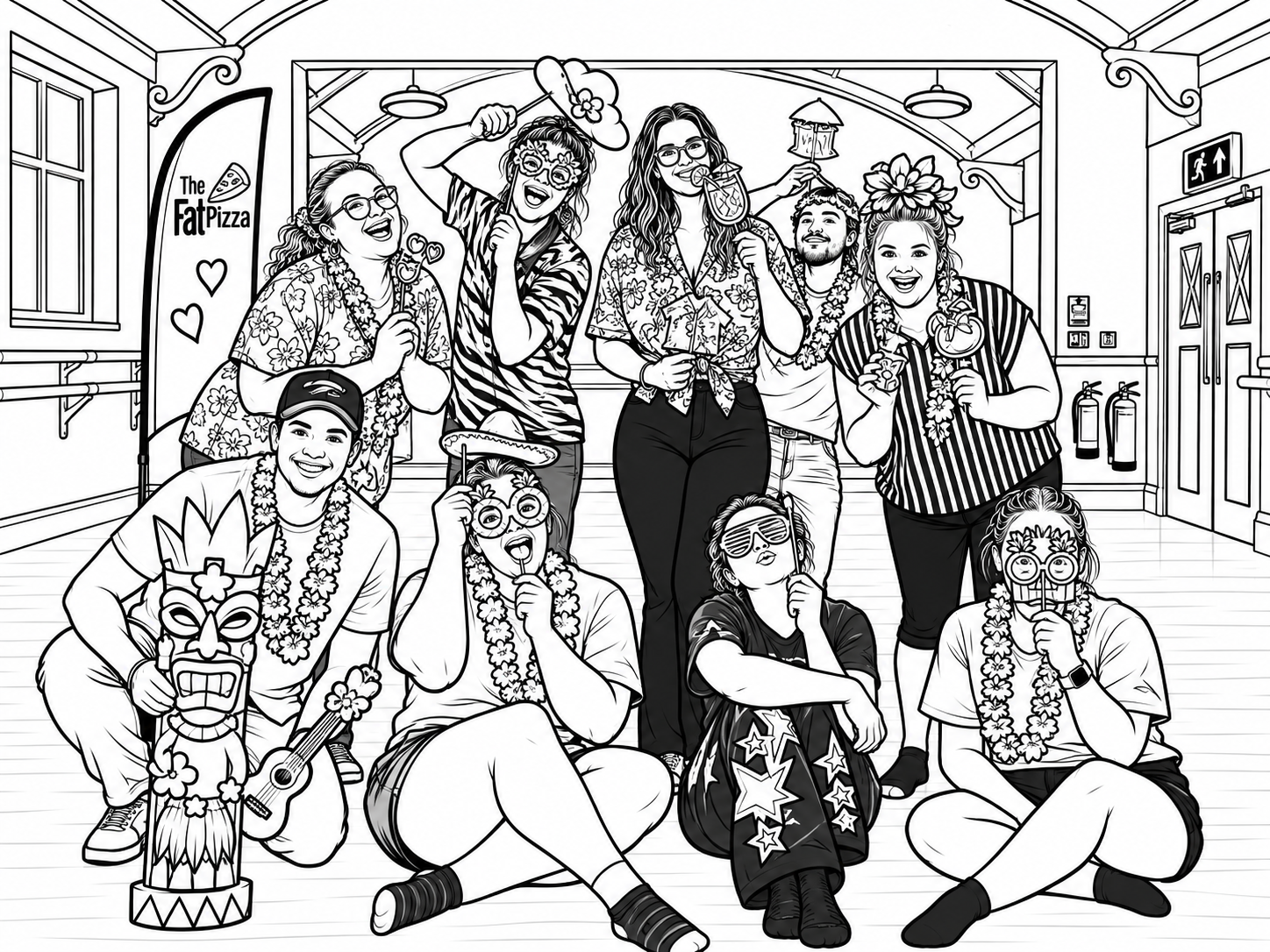 Hawaiian Week Dance Class Photo Colouring Page