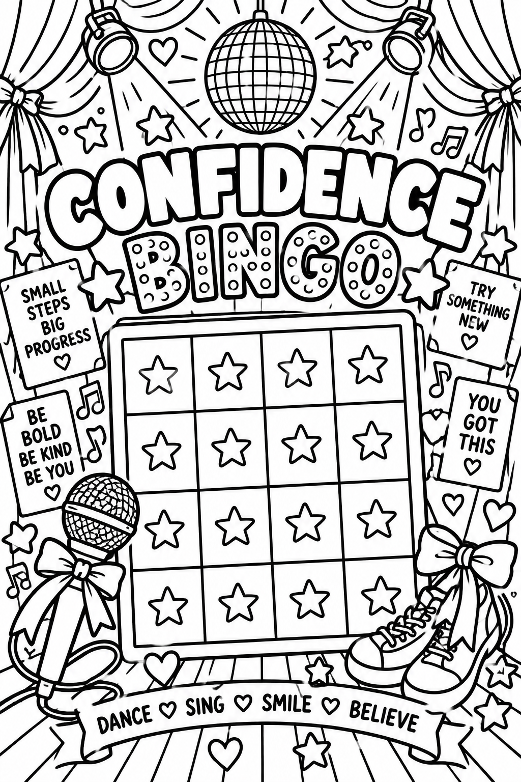 Confidence Bingo Colouring Page
