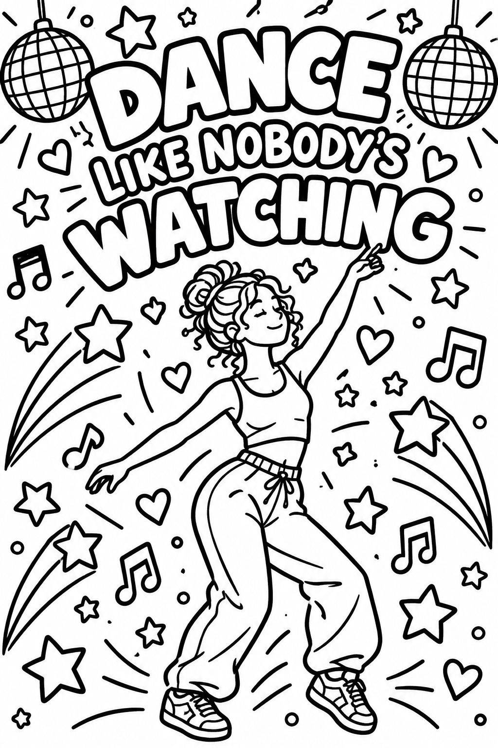 Dance Like Nobody's Watching Colouring Page