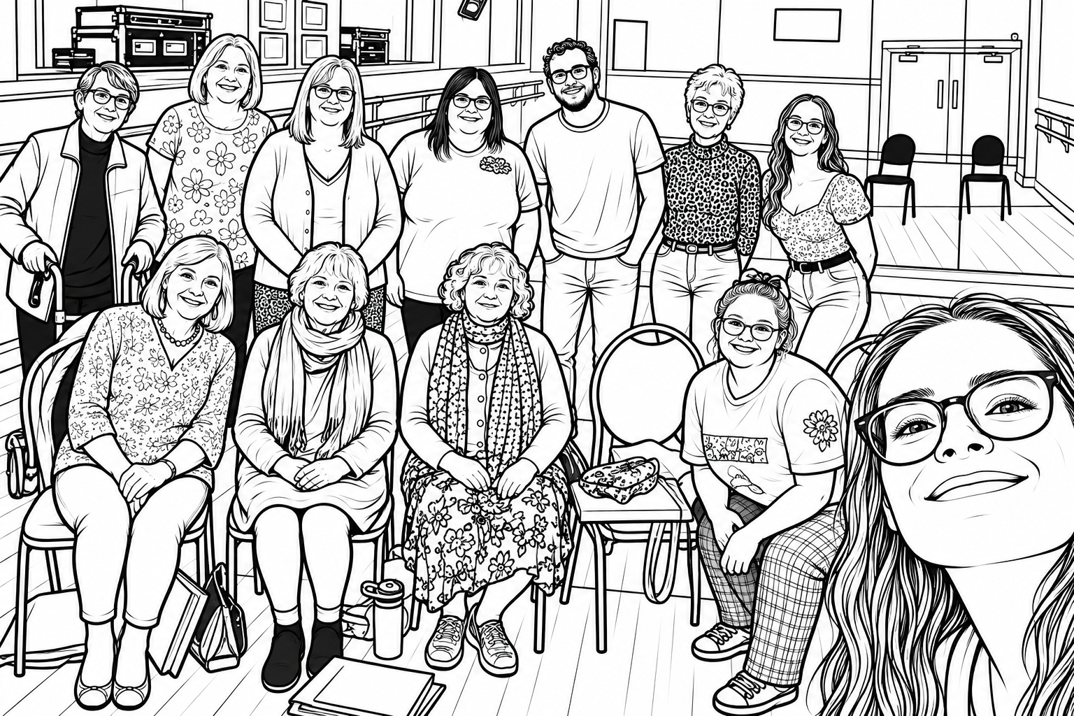 Happy Colour Week Singing Class Photo Colouring Page