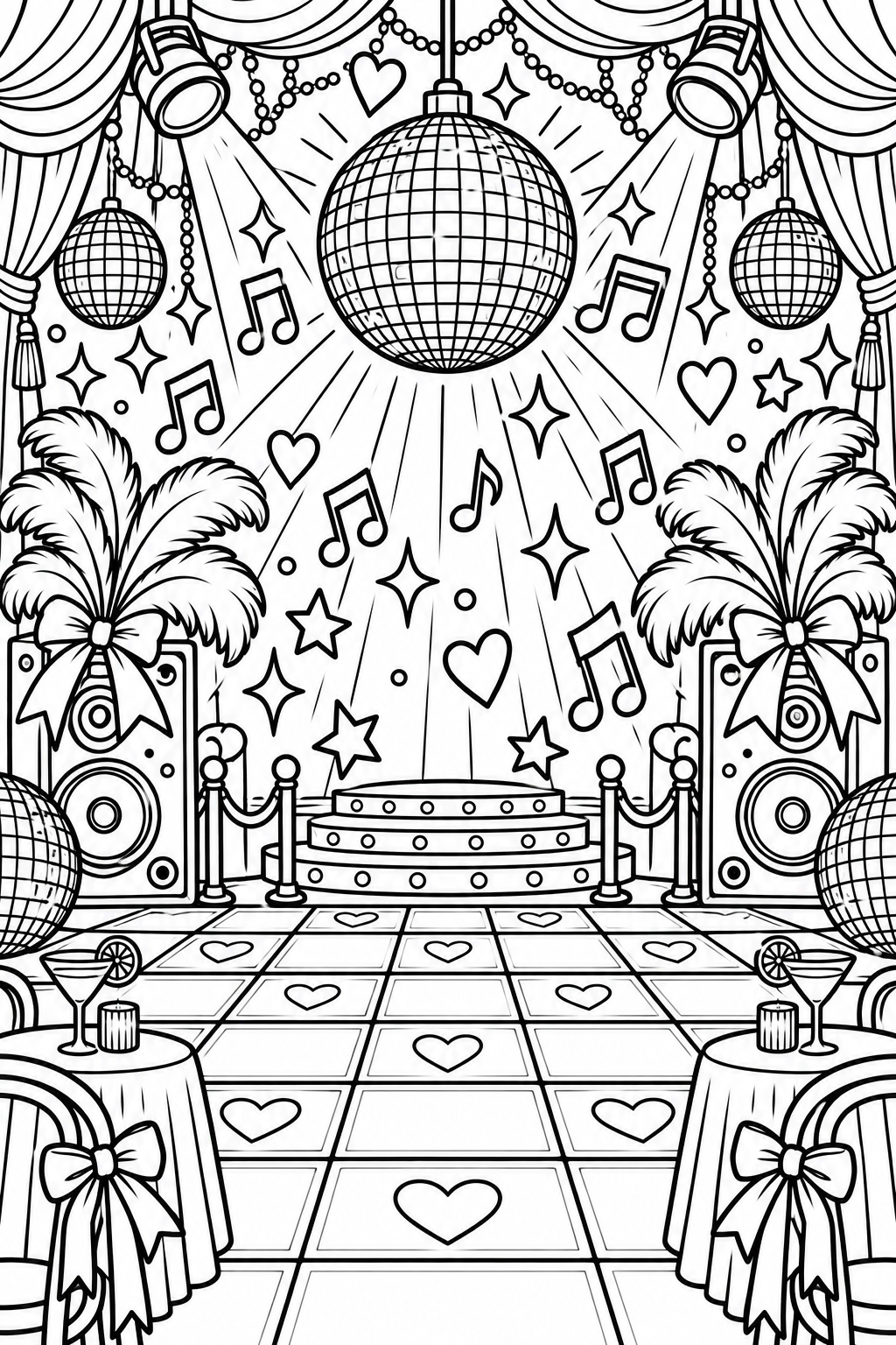 Night At The Disco Colouring Page